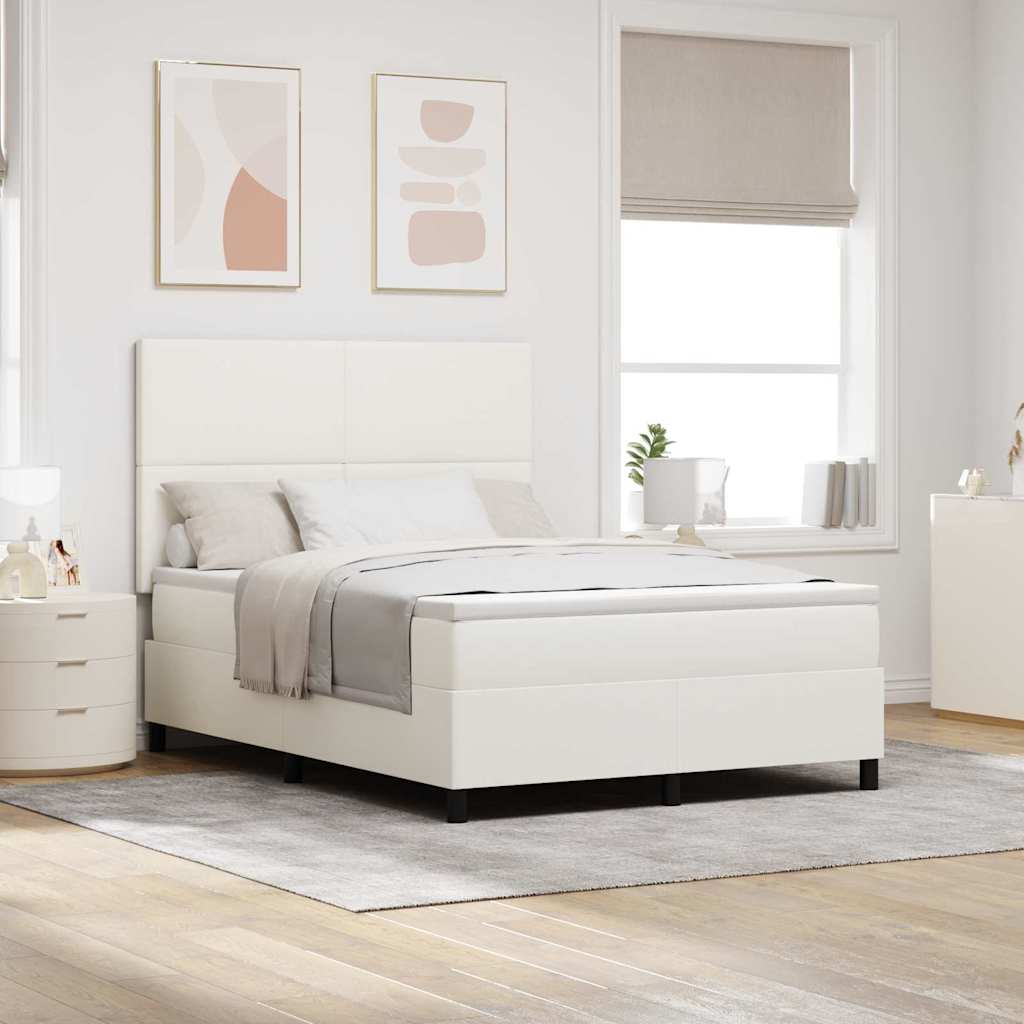 LED Box Spring Bed Crème en Wit 160 x 200 cm Katoen Stof is nu te koop bij PeponiXL, paradijselijk wonen!