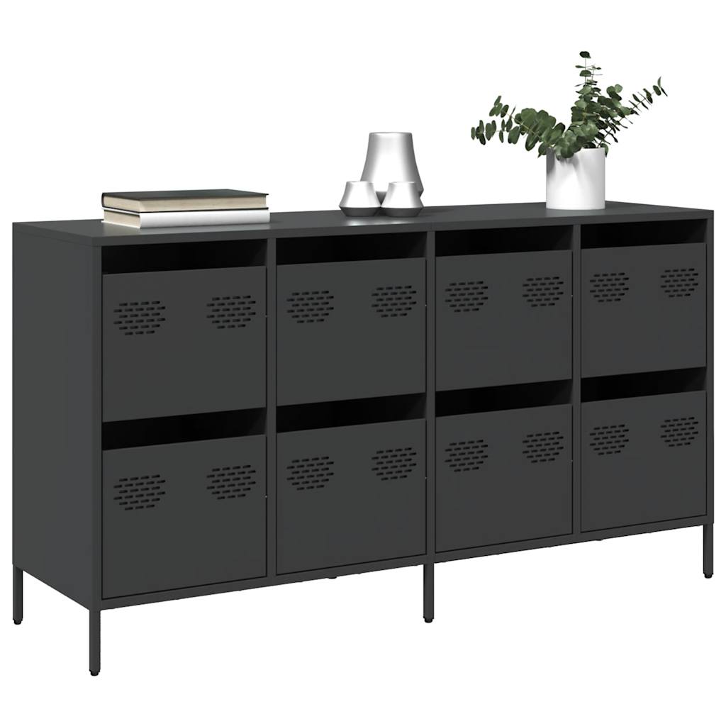 Dressoir 135x39x73,5 cm koudgewalst staal zwart is nu te koop bij PeponiXL, paradijselijk wonen!