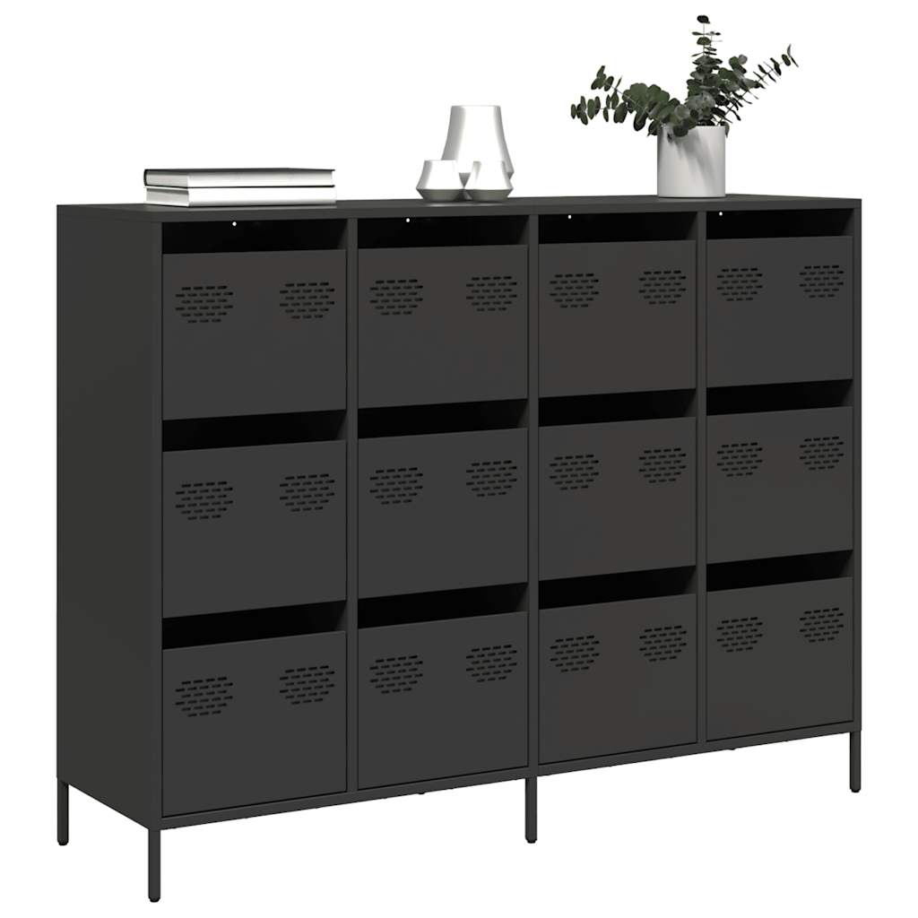 Dressoir 135x39x103,5 cm koudgewalst staal zwart is nu te koop bij PeponiXL, paradijselijk wonen!
