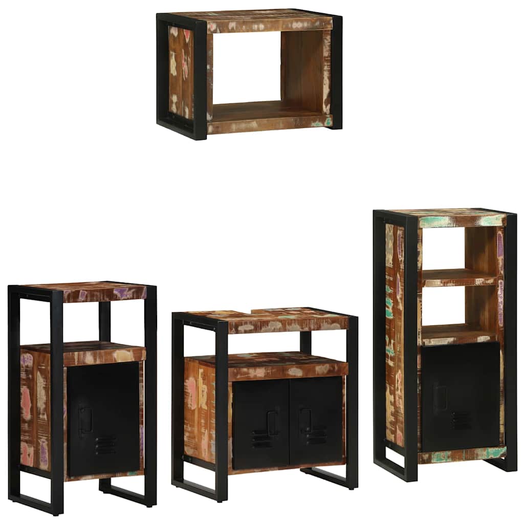 Badkamermeubelset met lade 4 pcs Massief Gerecycled Hout is nu te koop bij PeponiXL, paradijselijk wonen!