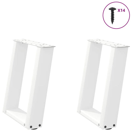 Salontafelpoten 2 st U-vormig 38x(42-43) cm staal wit is nu te koop bij PeponiXL, paradijselijk wonen!