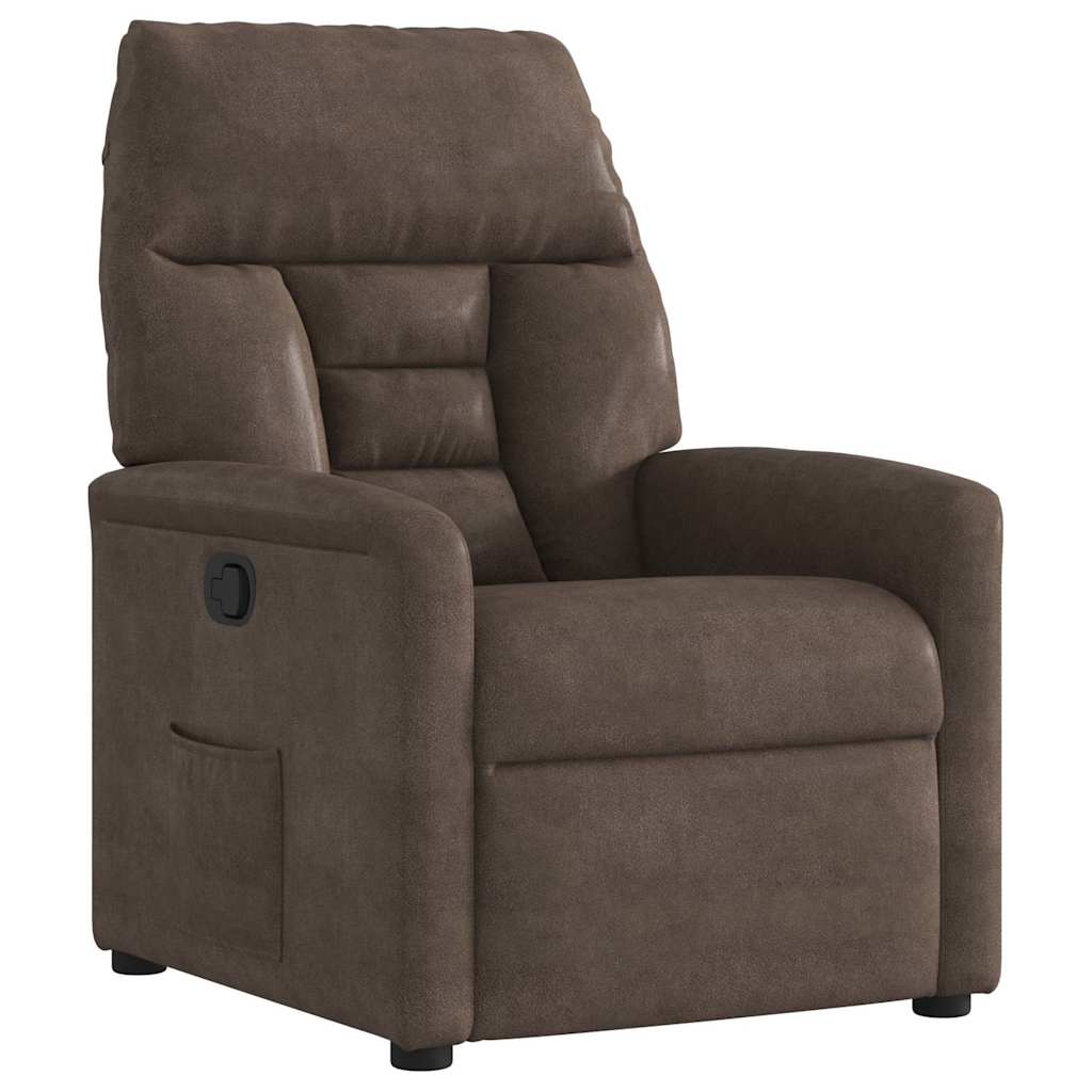 Fauteuil verstelbaar microvezelstof bruin is nu te koop bij PeponiXL, paradijselijk wonen!