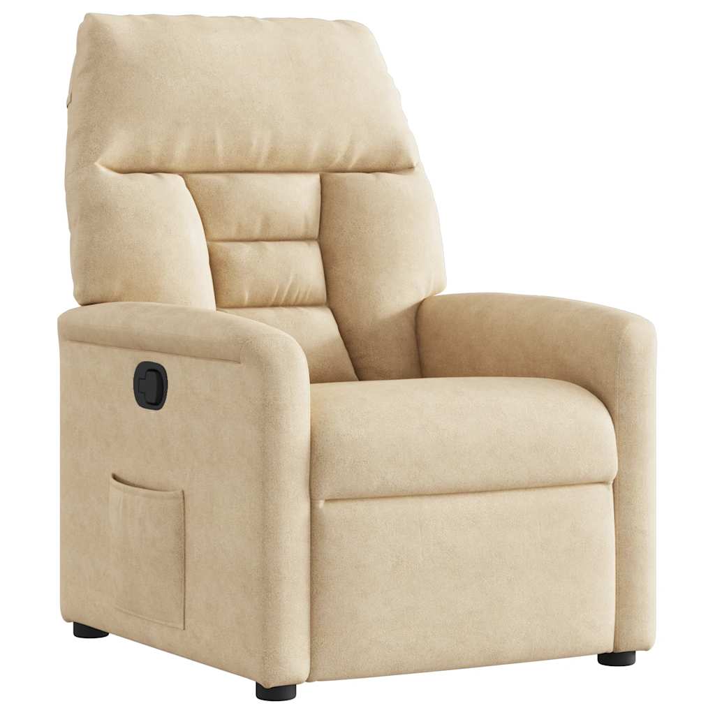 Fauteuil verstelbaar microvezelstof crèmekleurig is nu te koop bij PeponiXL, paradijselijk wonen!