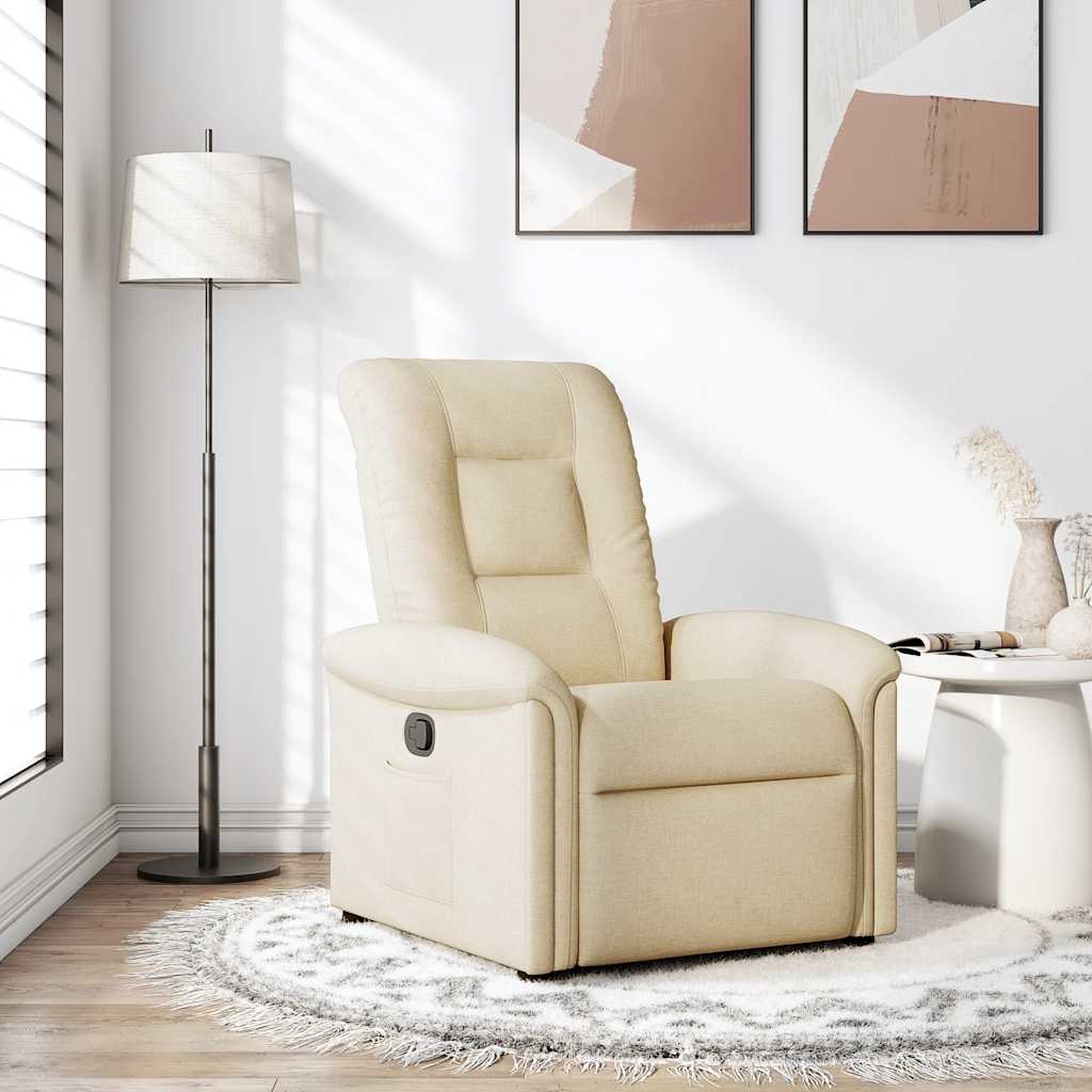 Fauteuil verstelbaar stof crèmekleurig is nu te koop bij PeponiXL, paradijselijk wonen!