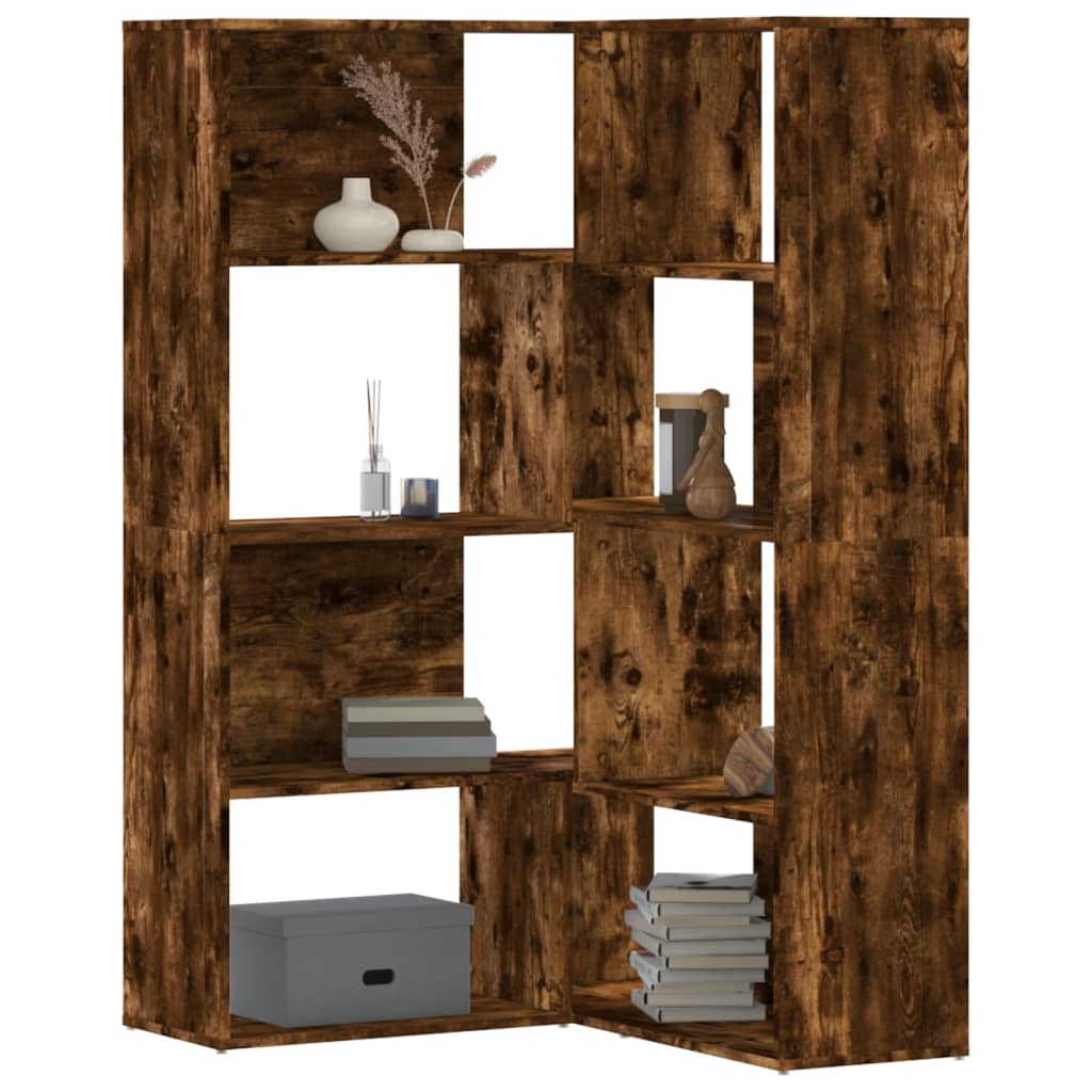 Boekenkast 4-laags hoek 85x85x140 cm bewerkt hout gerookt eiken is nu te koop bij PeponiXL, paradijselijk wonen!