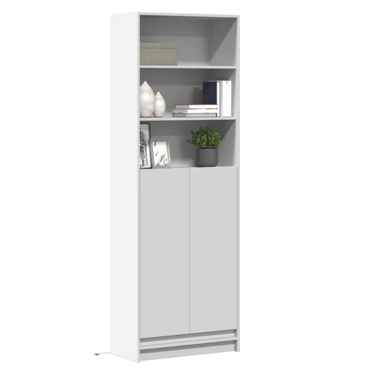Hoge kast met LED 69x32,5x200 cm bewerkt hout wit is nu te koop bij PeponiXL, paradijselijk wonen!