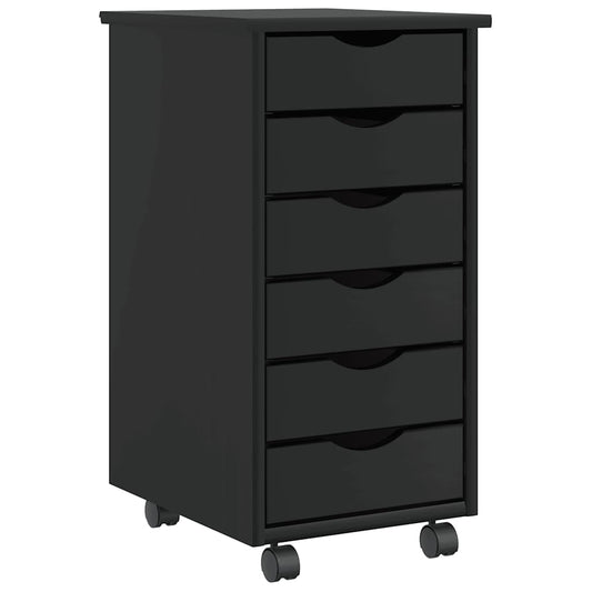 Ladekast MOSS verrijdbaar massief grenenhout zwart is nu te koop bij PeponiXL, paradijselijk wonen!