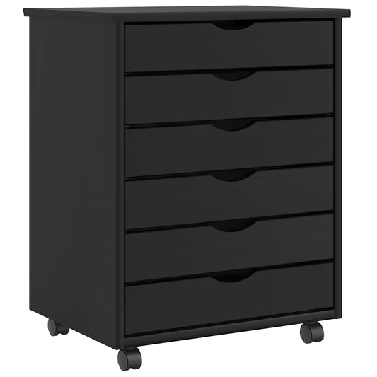 Ladekast MOSS verrijdbaar massief grenenhout zwart is nu te koop bij PeponiXL, paradijselijk wonen!
