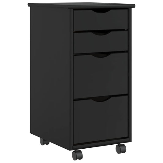 Ladekast MOSS verrijdbaar massief grenenhout zwart is nu te koop bij PeponiXL, paradijselijk wonen!