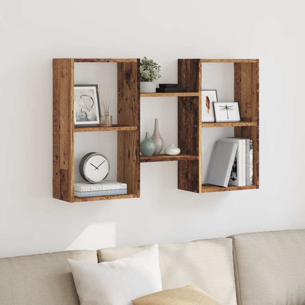 Wandschap 96x18x60 cm bewerkt hout oud houtkleurig is nu te koop bij PeponiXL, paradijselijk wonen!