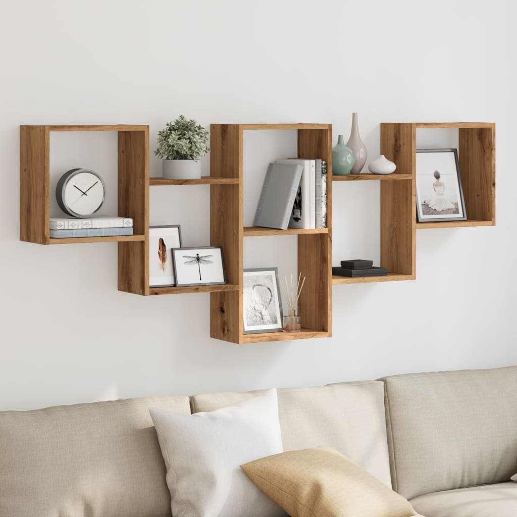 Wandschap 159x18x66 cm bewerkt hout artisanaal eikenkleurig is nu te koop bij PeponiXL, paradijselijk wonen!