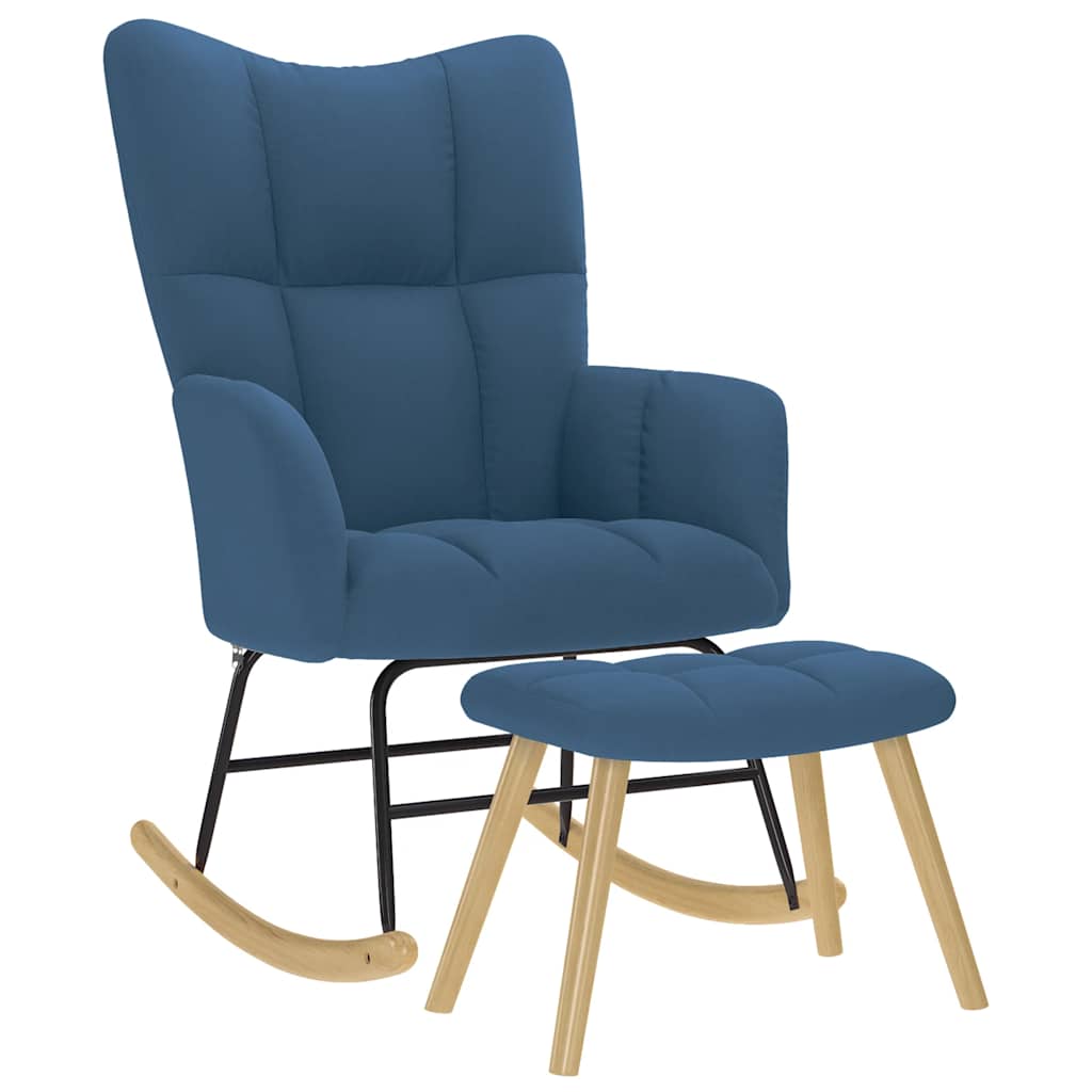 Schommelstoel met voetenbank stof blauw is nu te koop bij PeponiXL, paradijselijk wonen!