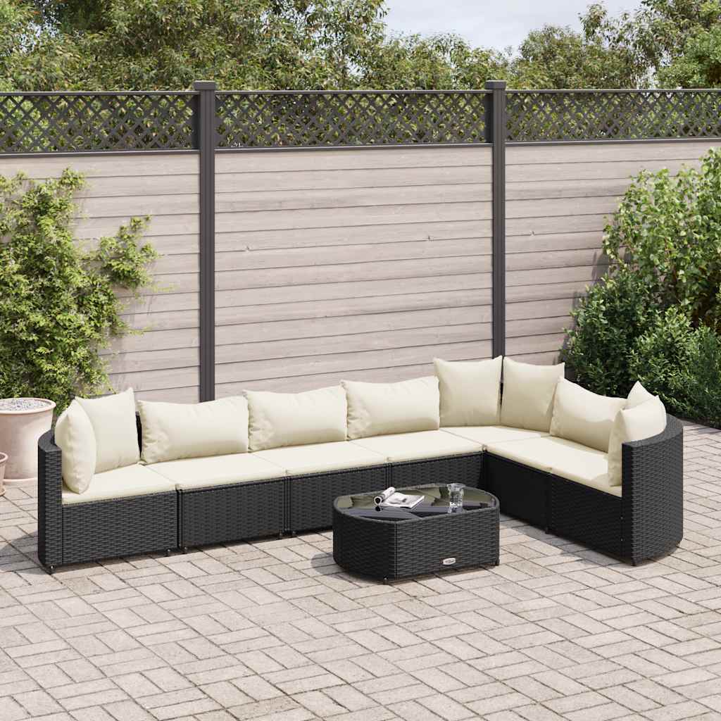 8-delige Loungeset met kussens poly rattan zwart is nu te koop bij PeponiXL, paradijselijk wonen!