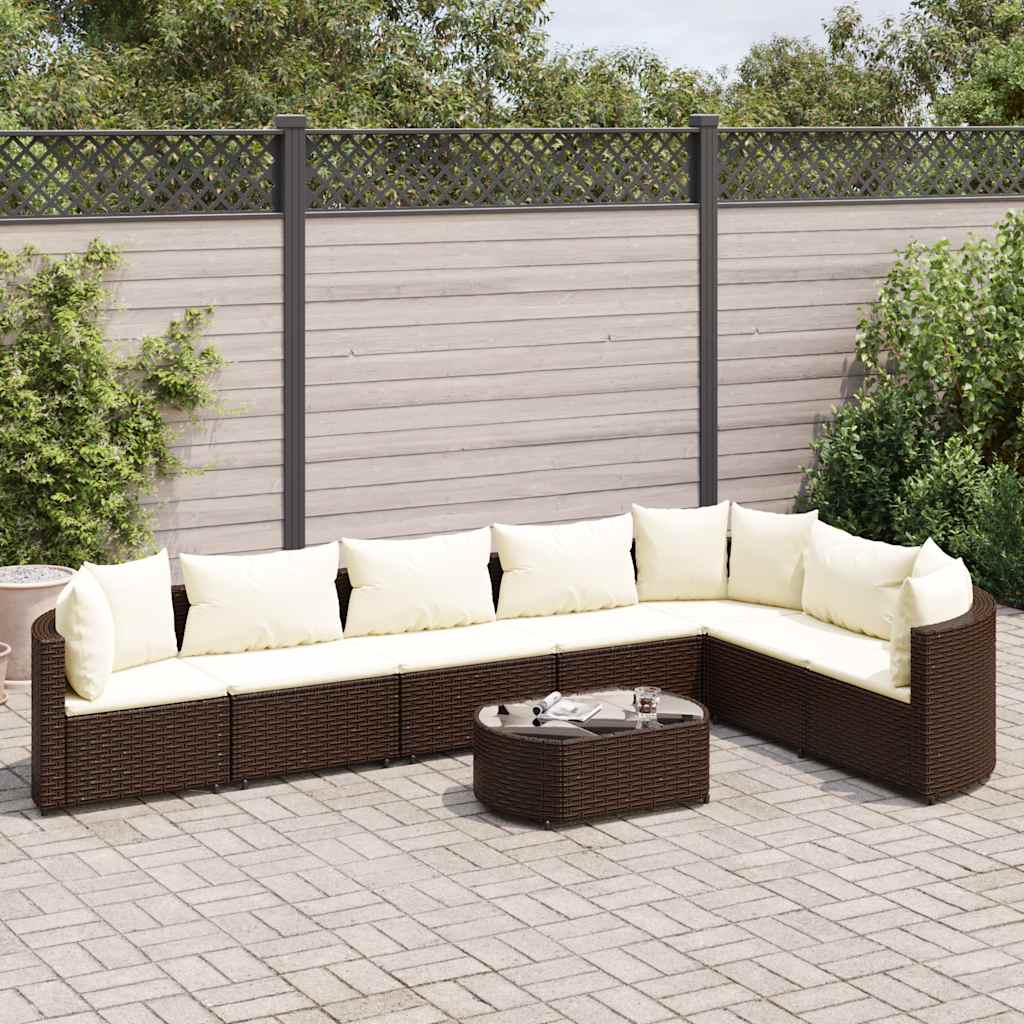 8-delige Loungeset met kussens poly rattan bruin is nu te koop bij PeponiXL, paradijselijk wonen!