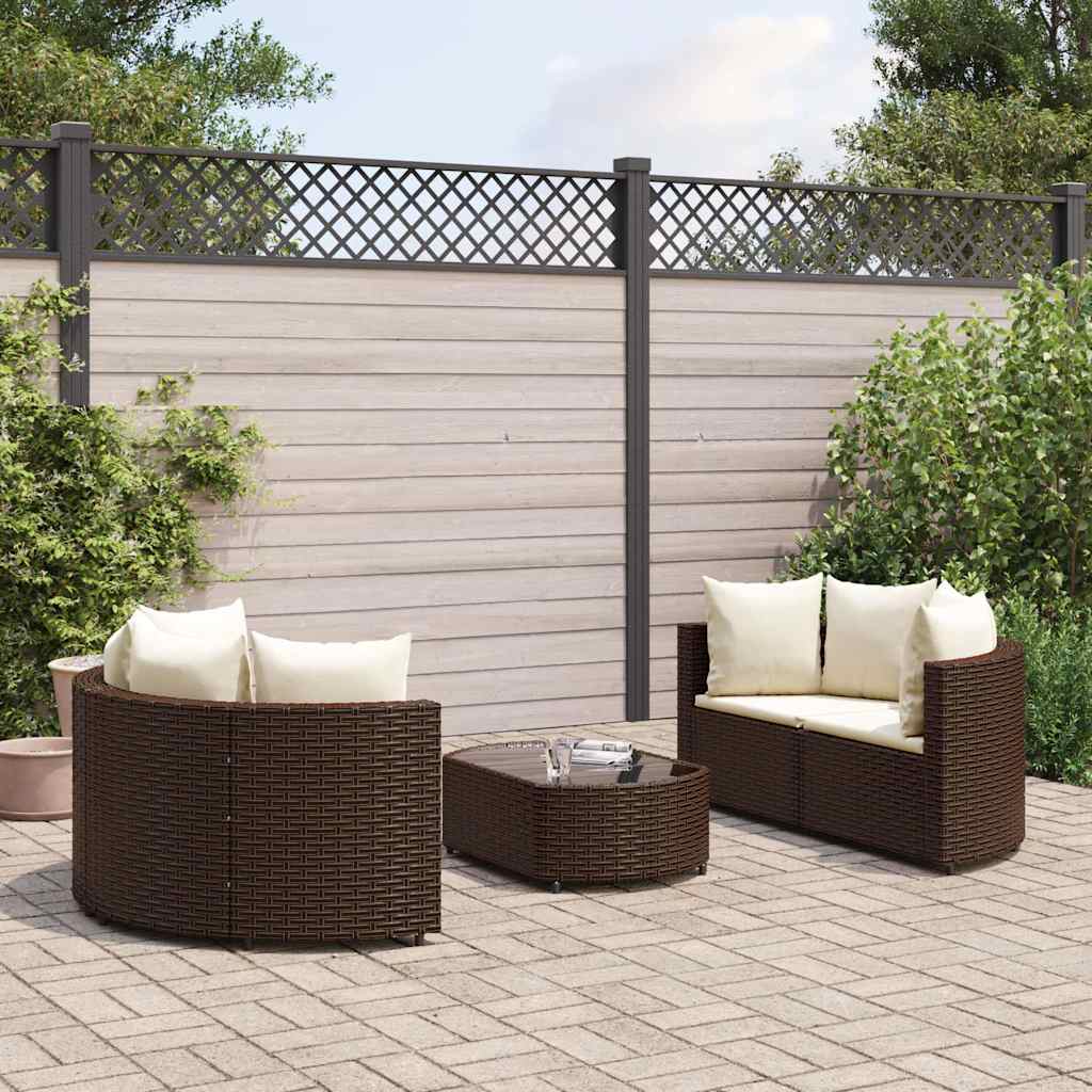 5-delige Loungeset met kussens poly rattan bruin is nu te koop bij PeponiXL, paradijselijk wonen!