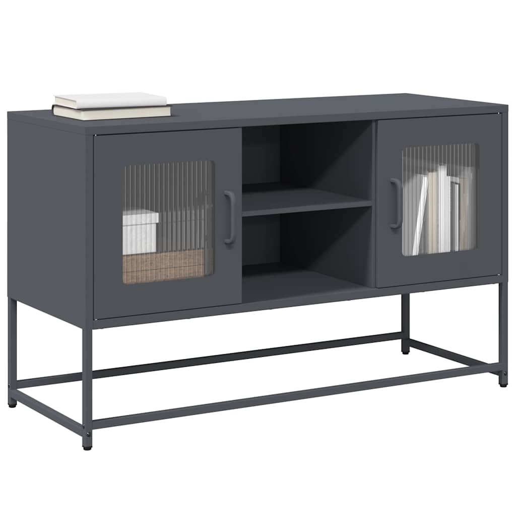 Tv-meubel 100,5x39x60,5 cm staal antracietkleurig is nu te koop bij PeponiXL, paradijselijk wonen!