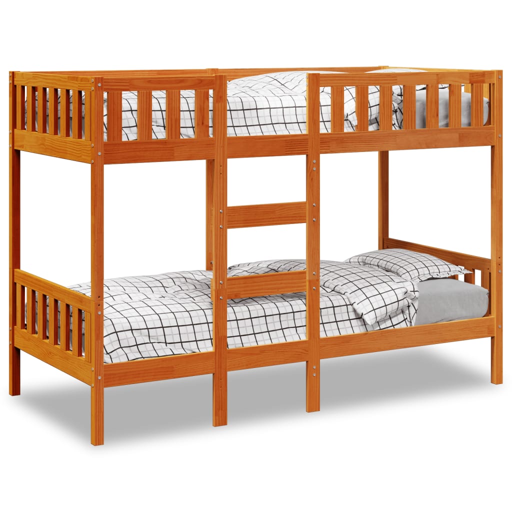 Stapelbed massief grenenhout wasbruin 90x190 cm is nu te koop bij PeponiXL, paradijselijk wonen!