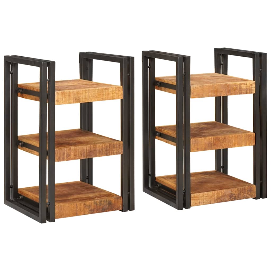 Nachtkastje 2 pcs Bruin en zwart Massief Mango Hout is nu te koop bij PeponiXL, paradijselijk wonen!