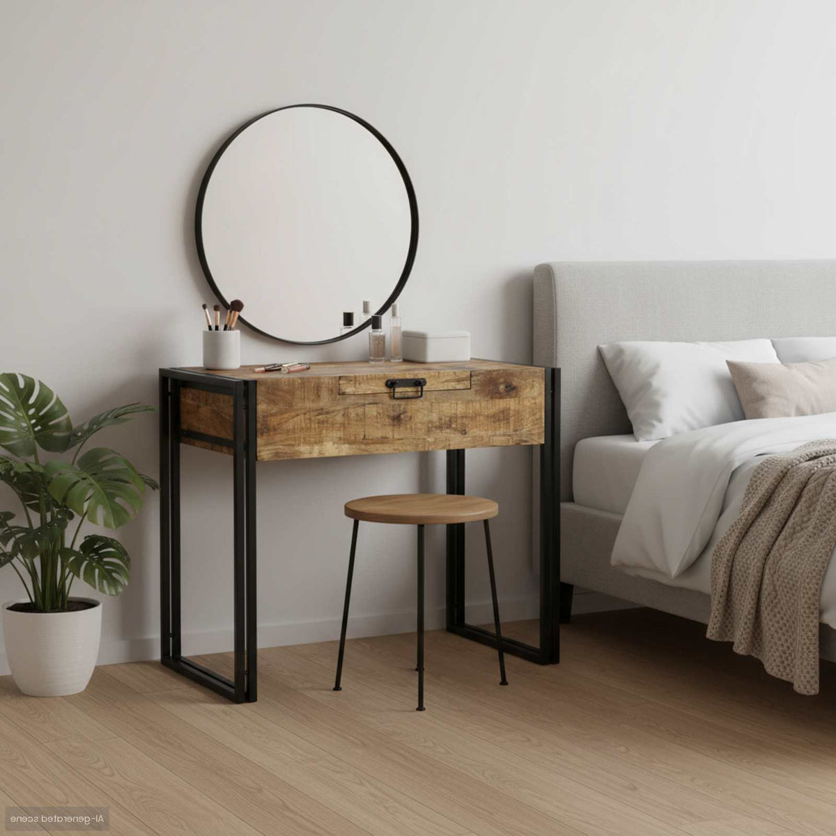 Slaapkamer Kaptafels Bruin 90 x 50 x 75 cm Massief mangohout is nu te koop bij PeponiXL, paradijselijk wonen!