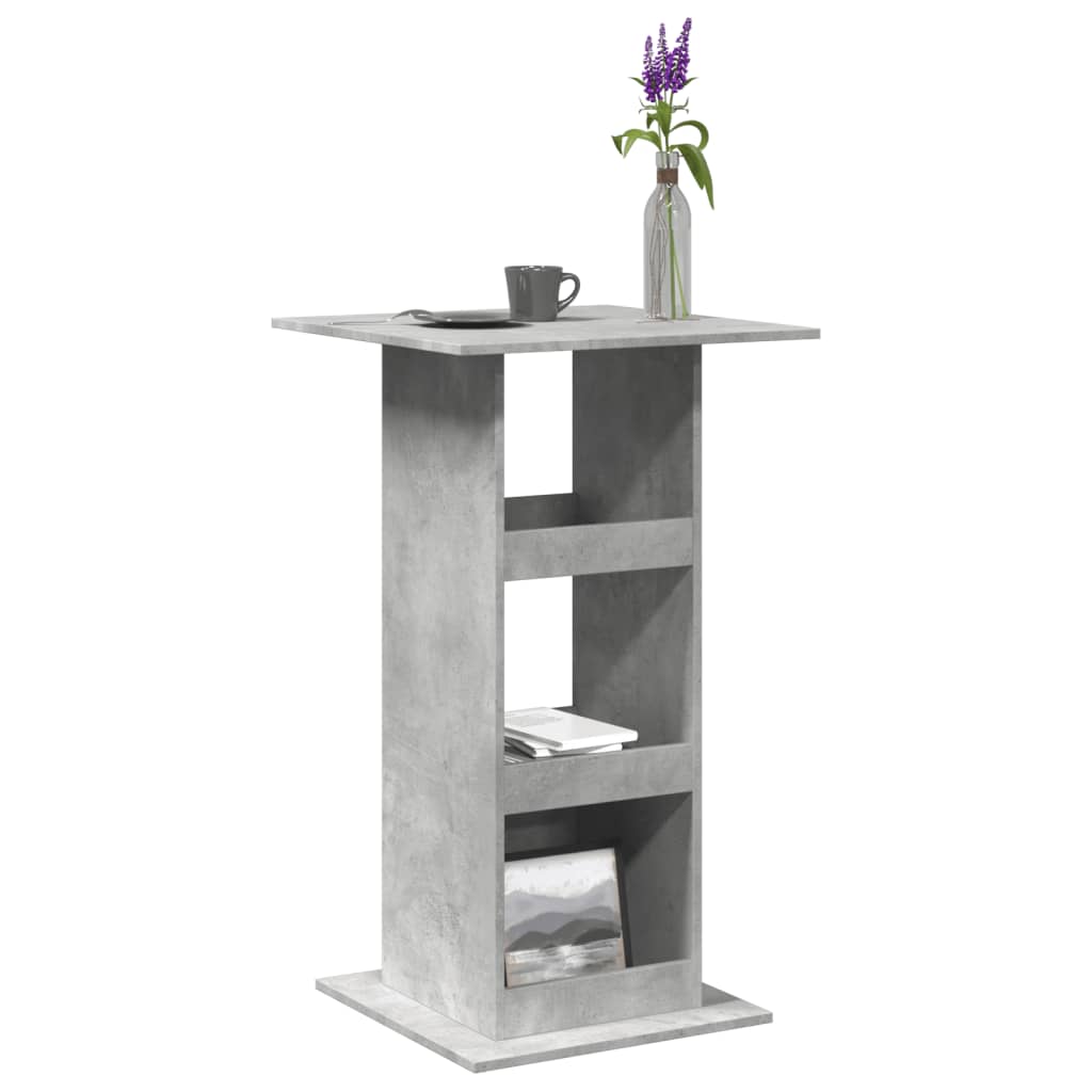 Bartafel met opbergruimte 60x60x102 cm bewerkt hout betongrijs is nu te koop bij PeponiXL, paradijselijk wonen!
