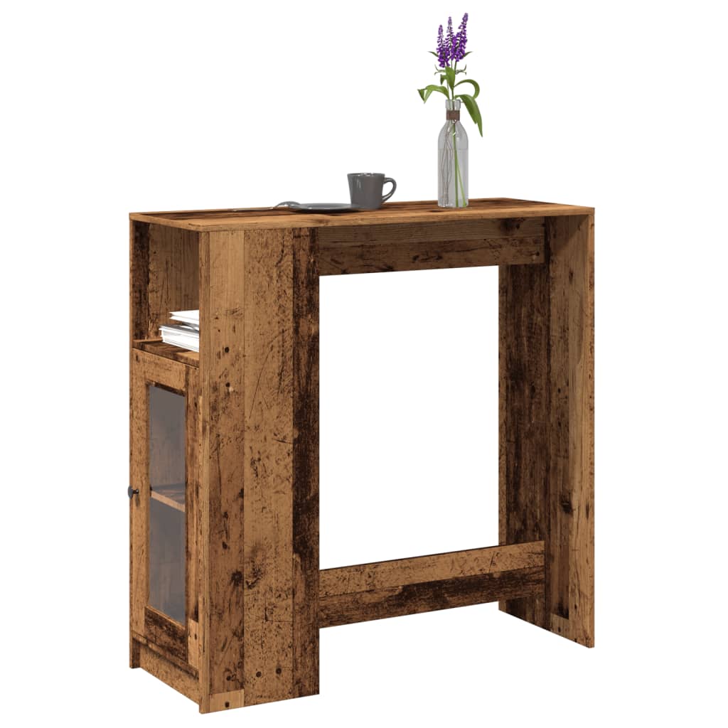 Bartafel met rekken 101x40x103,5 cm bewerkt hout oud houtkleur is nu te koop bij PeponiXL, paradijselijk wonen!