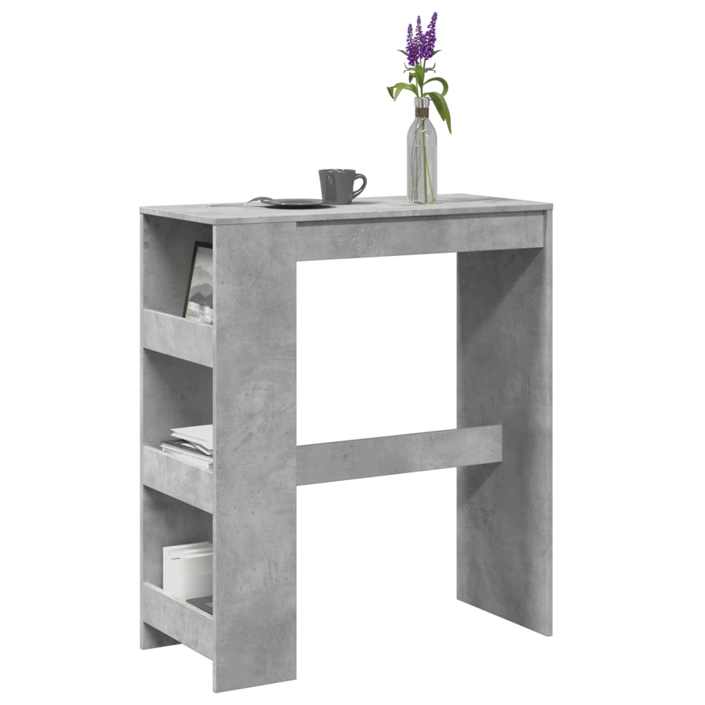 Bartafel met rekken 90x40x103,5 cm bewerkt hout betongrijs is nu te koop bij PeponiXL, paradijselijk wonen!