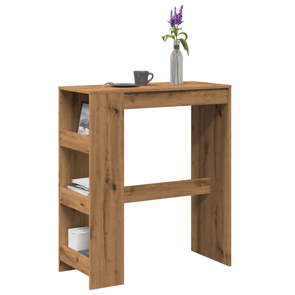 Bartafel met rekken 90x40x103,5 cm hout artisanaal eikenkleurig is nu te koop bij PeponiXL, paradijselijk wonen!