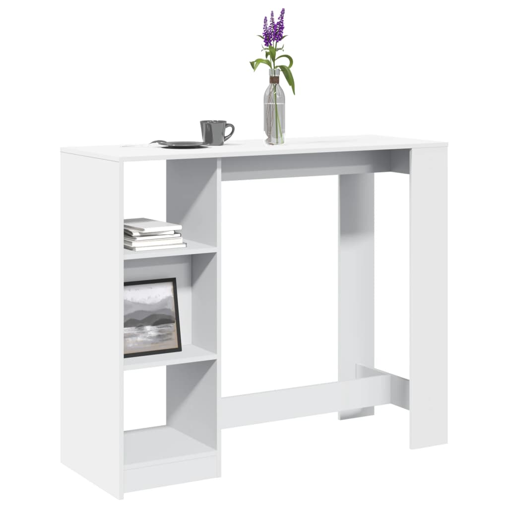 Bartafel met schap 124x46x103,5 cm bewerkt hout wit is nu te koop bij PeponiXL, paradijselijk wonen!