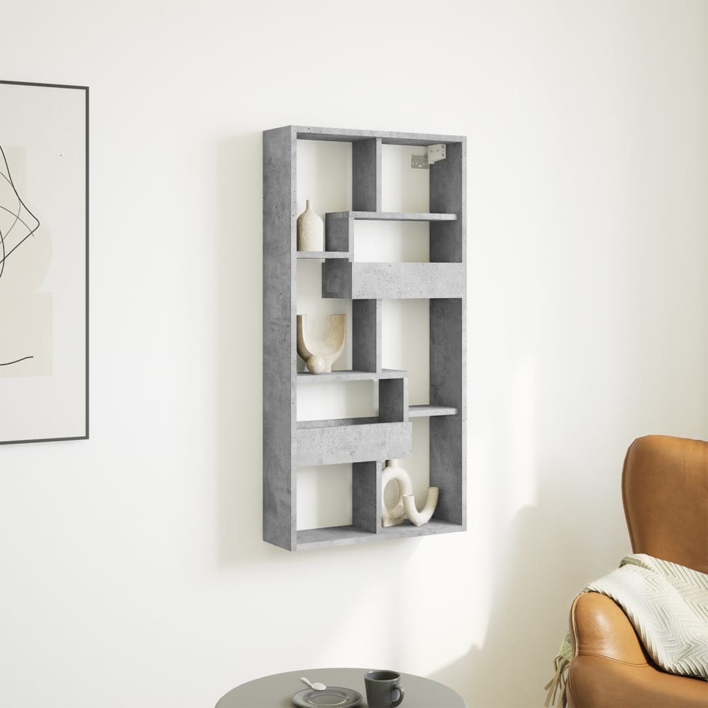 Wandkast 50x15x100 cm bewerkt hout betongrijs is nu te koop bij PeponiXL, paradijselijk wonen!