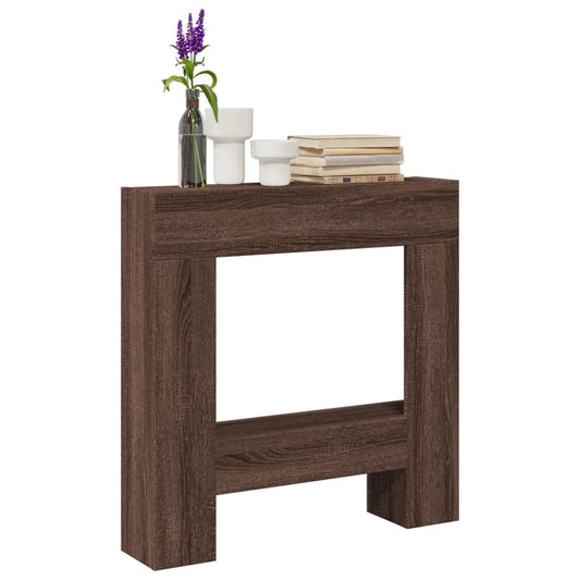 Haardombouw 81x18x82 cm bewerkt hout bruin eikenkleurig is nu te koop bij PeponiXL, paradijselijk wonen!