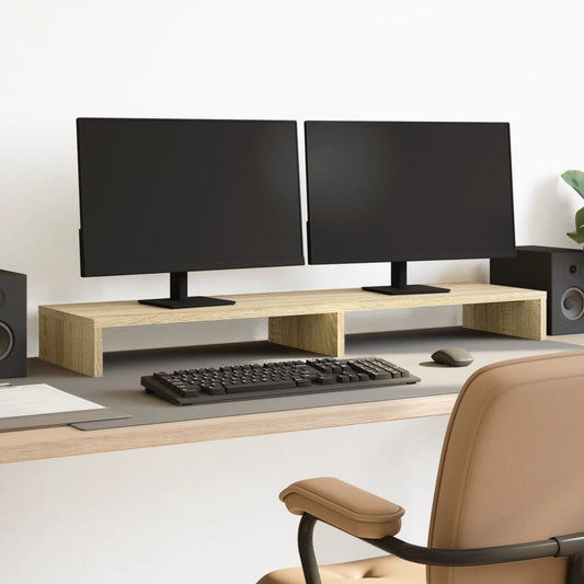 Monitorstandaard 100x27x10 cm bewerkt hout sonoma eikenkleurig is nu te koop bij PeponiXL, paradijselijk wonen!