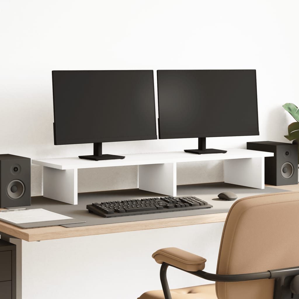 Monitorstandaard 100x27x15 cm bewerkt hout wit is nu te koop bij PeponiXL, paradijselijk wonen!