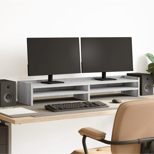 Monitorstandaard 100x24x16 cm bewerkt hout grijs sonoma eiken is nu te koop bij PeponiXL, paradijselijk wonen!