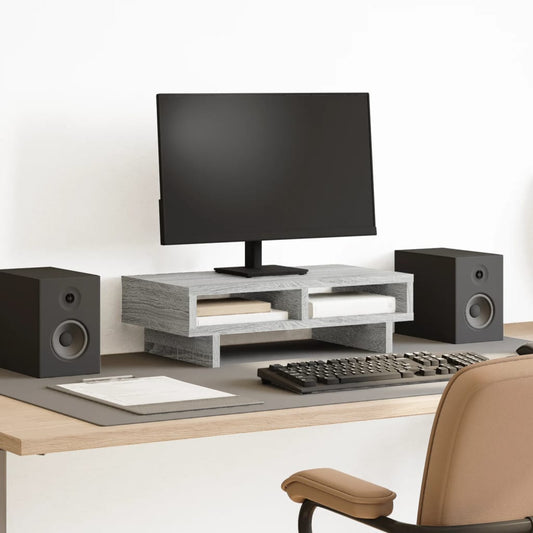 Monitorstandaard 50x27x15 cm bewerkt hout grijs sonoma eiken is nu te koop bij PeponiXL, paradijselijk wonen!
