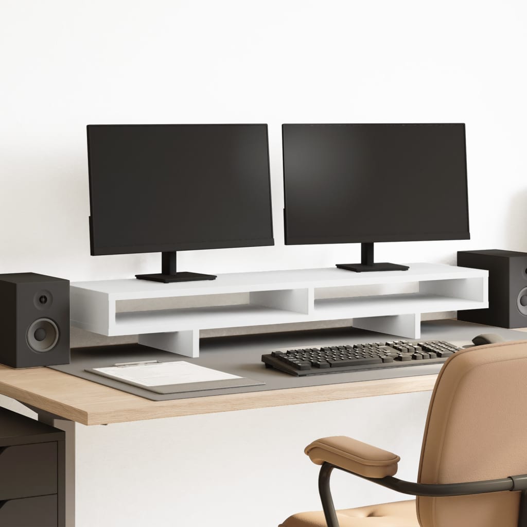 Monitorstandaard 100x27x15 cm bewerkt hout wit is nu te koop bij PeponiXL, paradijselijk wonen!