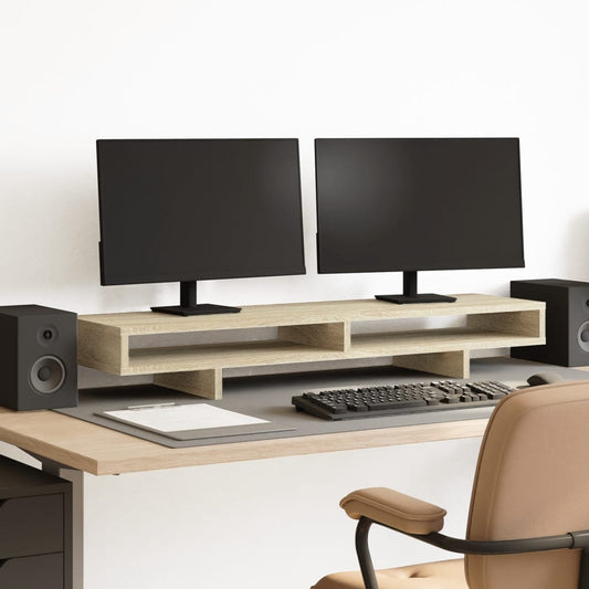 Monitorstandaard 100x27x15 cm bewerkt hout sonoma eikenkleurig is nu te koop bij PeponiXL, paradijselijk wonen!