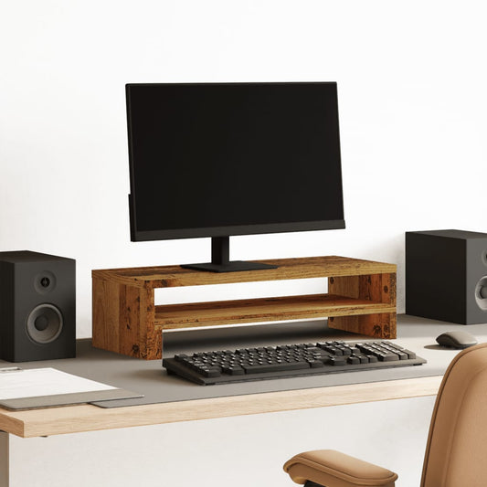 Monitorstandaard 54x22x15 cm bewerkt hout oud houtkleurig is nu te koop bij PeponiXL, paradijselijk wonen!