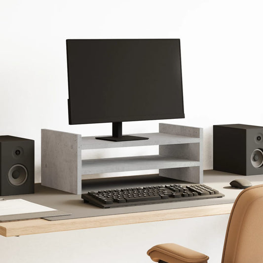 Monitorstandaard 50x27x20 cm bewerkt hout betongrijs is nu te koop bij PeponiXL, paradijselijk wonen!