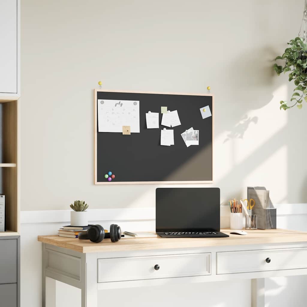Krijtbord met massief grenenhouten frame zwart 80x55 cm is nu te koop bij PeponiXL, paradijselijk wonen!