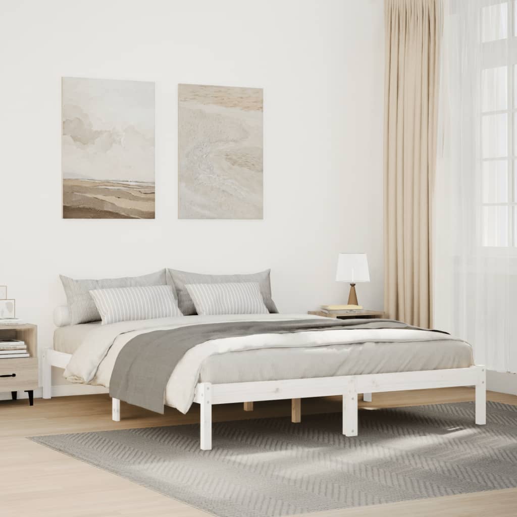 Bedframe extra lang zonder matras grenenhout wit 140x210 cm is nu te koop bij PeponiXL, paradijselijk wonen!