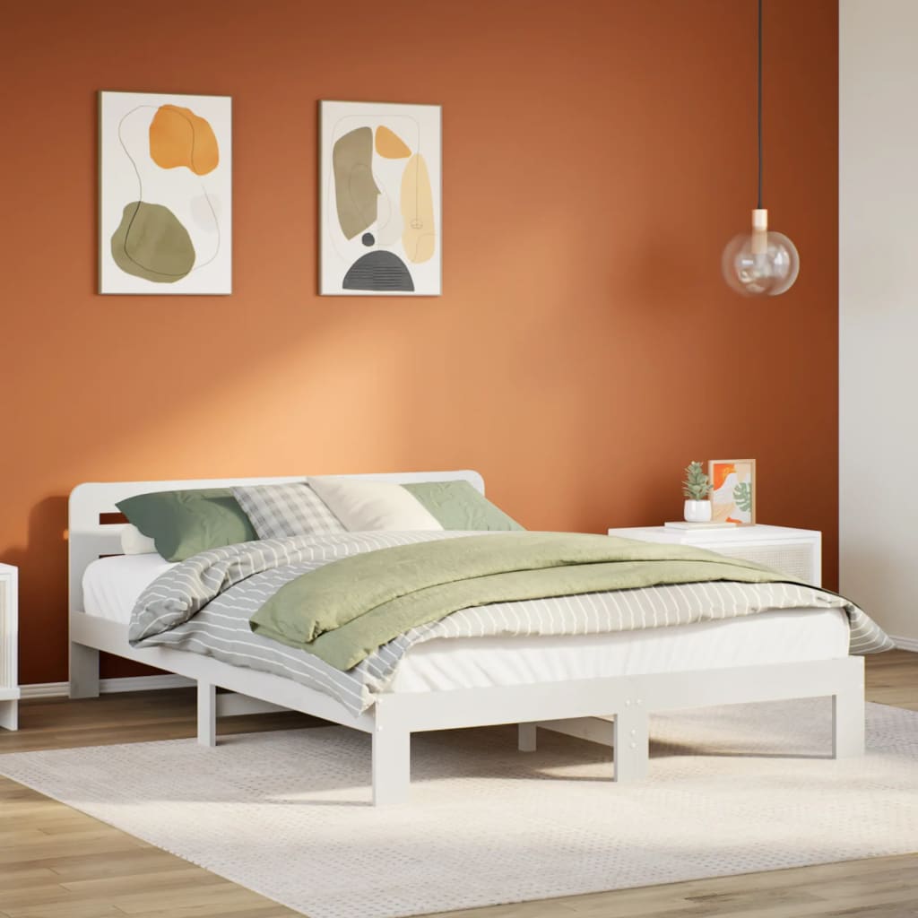Bedframe zonder matras massief grenenhout wit 135x190 cm is nu te koop bij PeponiXL, paradijselijk wonen!