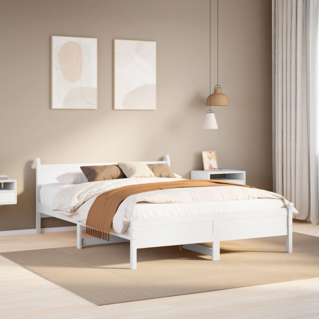 Bedframe zonder matras massief grenenhout wit 140x190 cm is nu te koop bij PeponiXL, paradijselijk wonen!