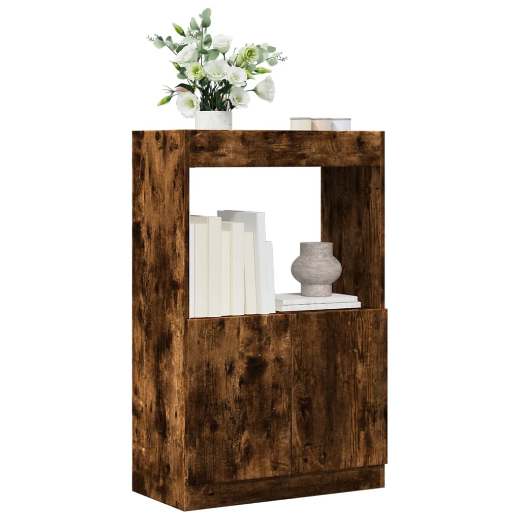 Hoge kast 63x33x100 cm bewerkt hout gerookt eikenkleurig is nu te koop bij PeponiXL, paradijselijk wonen!