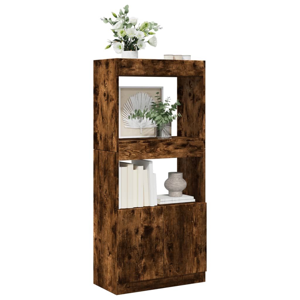 Hoge kast 63x33x140 cm bewerkt hout gerookt eikenkleurig is nu te koop bij PeponiXL, paradijselijk wonen!