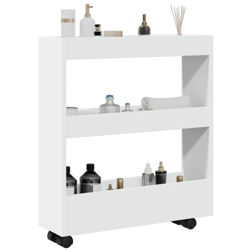 Smalle Opbergtrolley 3 Laden Wit Bewerkt Hout is nu te koop bij PeponiXL, paradijselijk wonen!