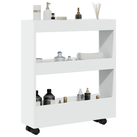 Smalle Opbergtrolley 3 Laden Wit Bewerkt Hout is nu te koop bij PeponiXL, paradijselijk wonen!