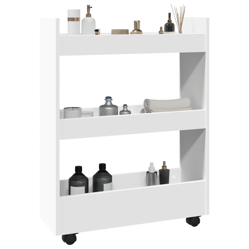 Smalle Opbergtrolley 3 Laden Wit Bewerkt Hout is nu te koop bij PeponiXL, paradijselijk wonen!