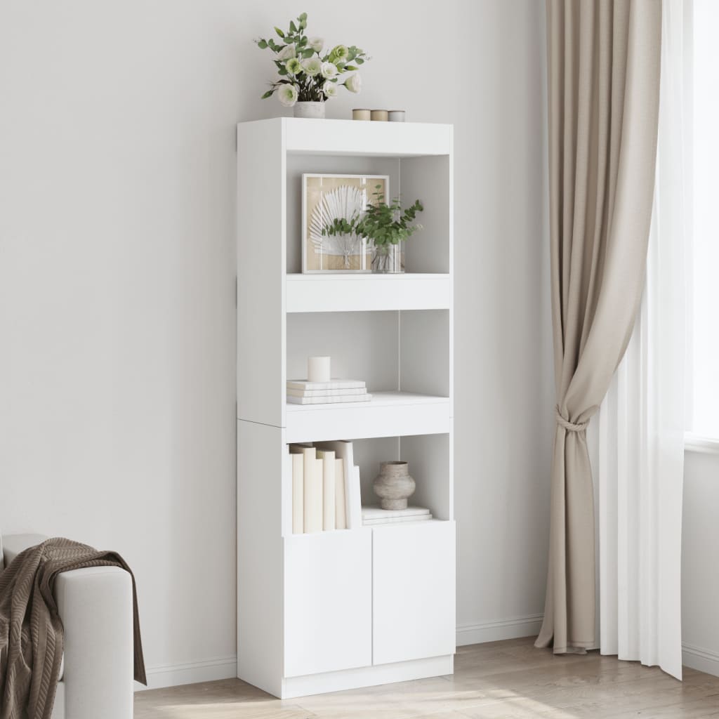 Hoge kast 63x33x180 cm bewerkt hout wit is nu te koop bij PeponiXL, paradijselijk wonen!