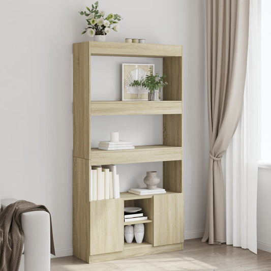 Hoge kast 92x33x180 cm bewerkt hout sonoma eikenkleurig is nu te koop bij PeponiXL, paradijselijk wonen!