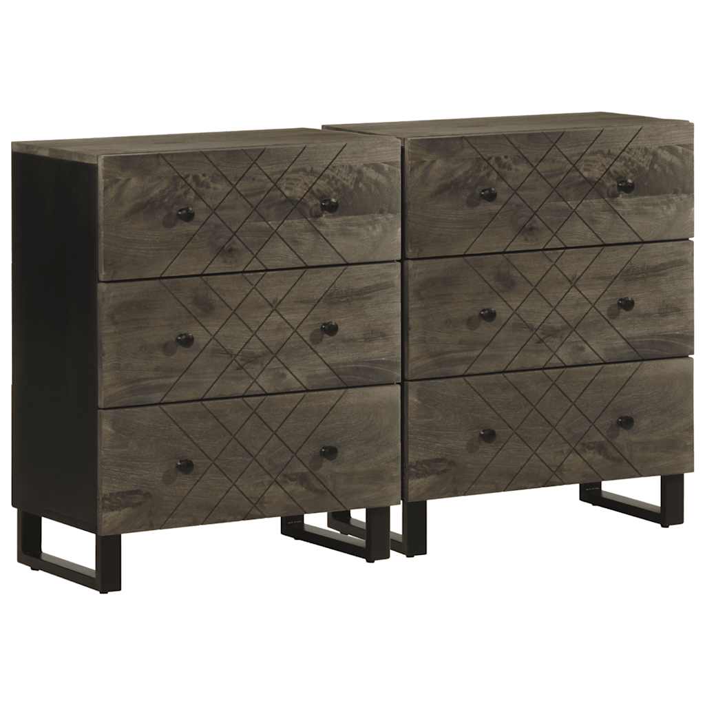 Dressoirs 2 st 60x33x75 cm massief mangohout zwart is nu te koop bij PeponiXL, paradijselijk wonen!